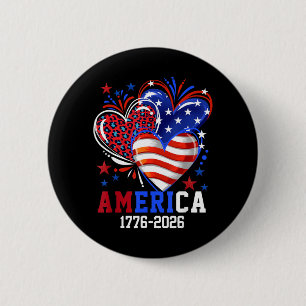 Flag Heart Leopard 1776 2026 July 4th 250th 6 Cm Round Badge