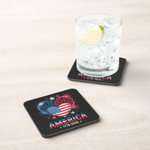 Flag Heart Leopard 1776 2026 July 4th Coaster