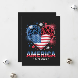 Flag Heart Leopard 1776 2026 July 4th Holiday Card