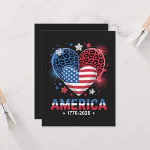 Flag Heart Leopard 1776 2026 July 4th Invitation