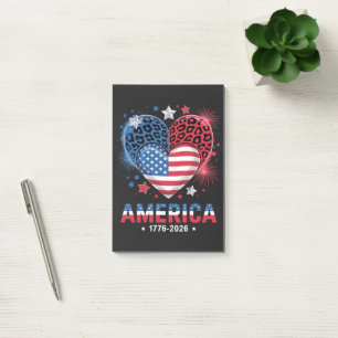 Flag Heart Leopard 1776 2026 July 4th Post-it Notes