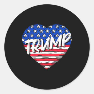 Flag Heart Love Trump Classic Round Sticker