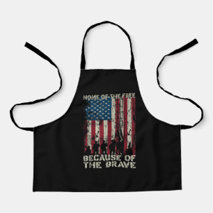 Flag Home Of The Free Because Of The Brave Veteran Apron