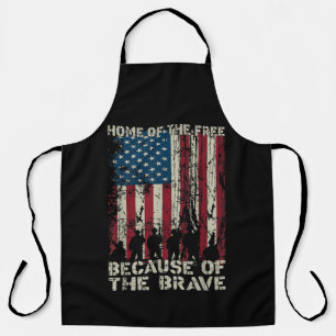 Flag Home Of The Free Because Of The Brave Veteran Apron