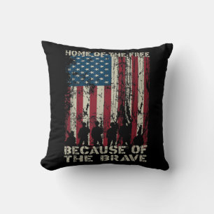 Flag Home Of The Free Because Of The Brave Veteran Cushion