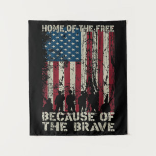 Flag Home Of The Free Because Of The Brave Veteran Tapestry