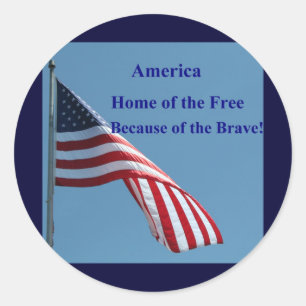 Flag, Home of the Free! Classic Round Sticker