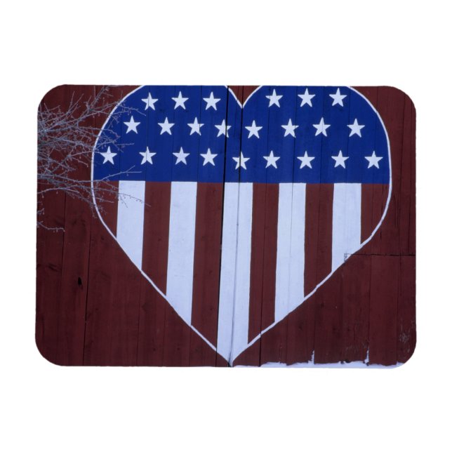 Flag in heart shape painted on barn after 9-11. magnet (Horizontal)