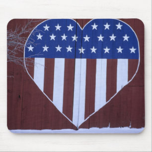Flag in heart shape painted on barn after 9-11. mouse pad