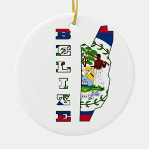 Flag in Map of Belise Ceramic Ornament