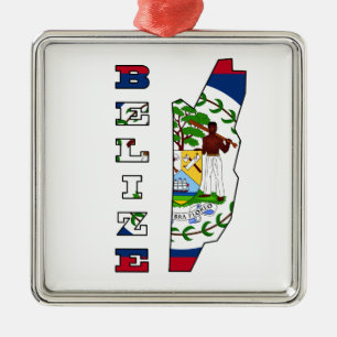 Flag in Map of Belise Metal Ornament