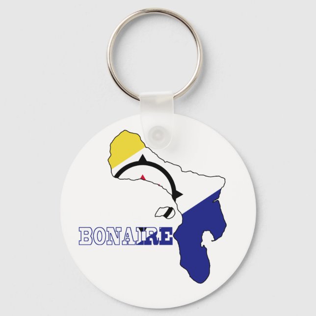 Flag in Map of Bonaire Key Ring (Front)