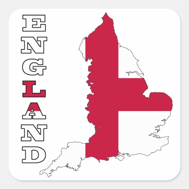 Flag in Map of England Square Sticker (Front)