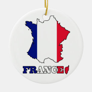 Flag in Map of France Ceramic Ornament