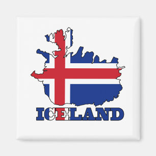 Flag in Map of Iceland Magnet