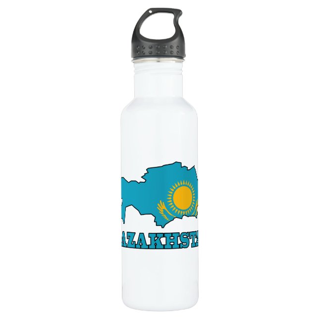 Flag in Map of Kazakhstan 710 Ml Water Bottle (Front)