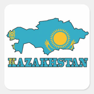 Flag in Map of Kazakhstan Square Sticker