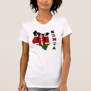 Flag in Map of Kenya T-Shirt