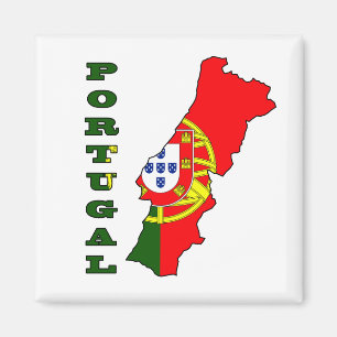 Flag in Map of Portugal Magnet