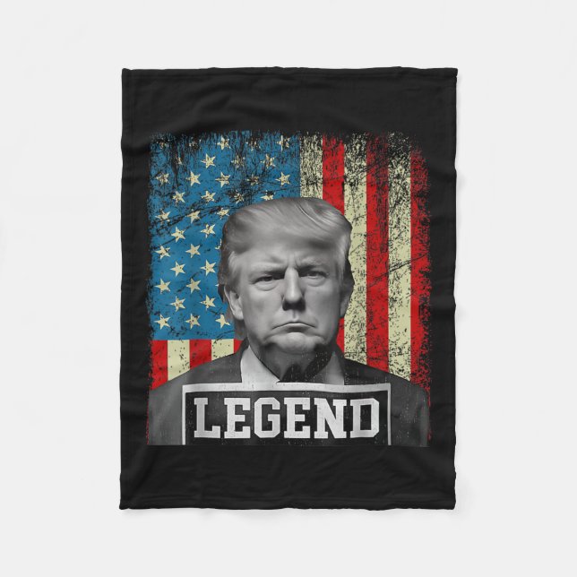 Flag Legend Trump Mug Shot 2024 President Wonen Me Fleece Blanket (Front)