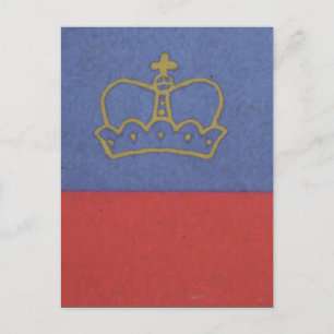 flag liechtenstein crown postcard