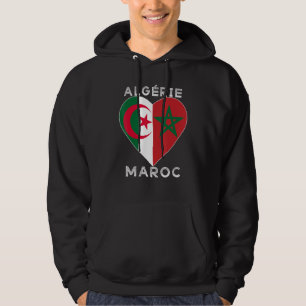 Flag Love Morocco Algeria, I Love Morocco Algeria Hoodie