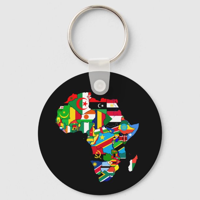 Flag Map of Africa Flags - African Culture Gift Key Ring (Front)