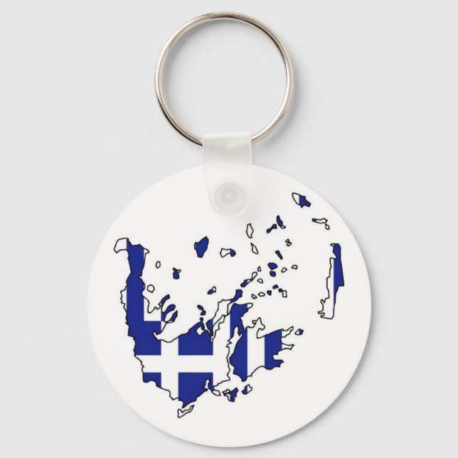 Flag Map of Greece Key Ring (Front)