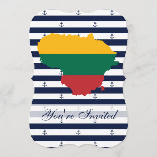Flag/map of Lithuania on striped background Invitation