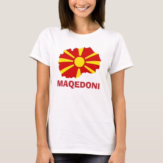 Flag Map of Macedonia Maqedoni T-Shirt (Front)