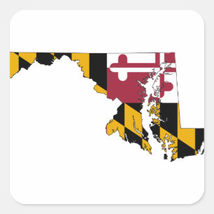 Flag Map Of Maryland Square Sticker