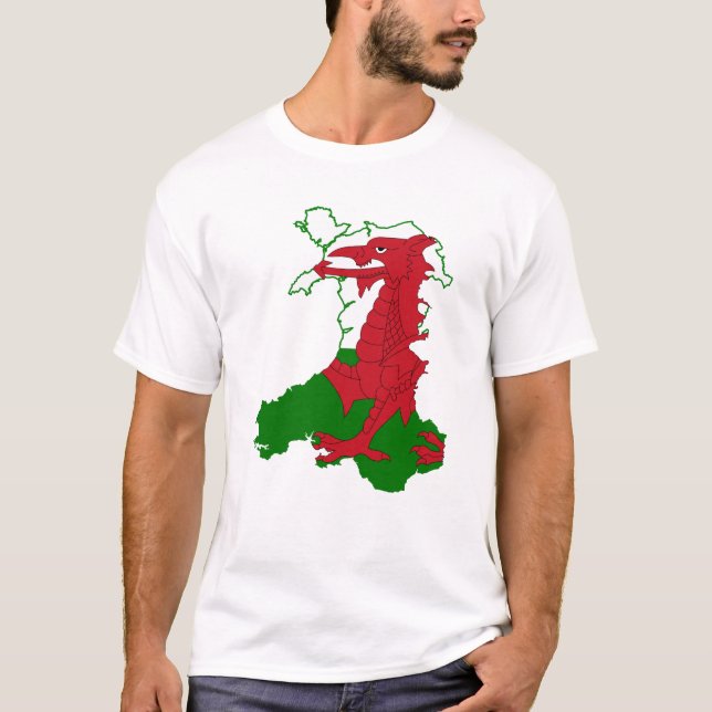 Flag Map of Wales T-Shirt  (Front)
