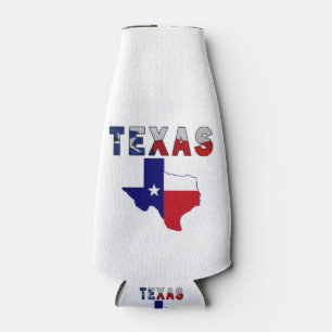 Flag Map With Texas Bottle Cooler