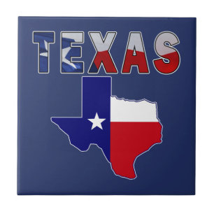 Flag Map With Texas Ceramic Tile