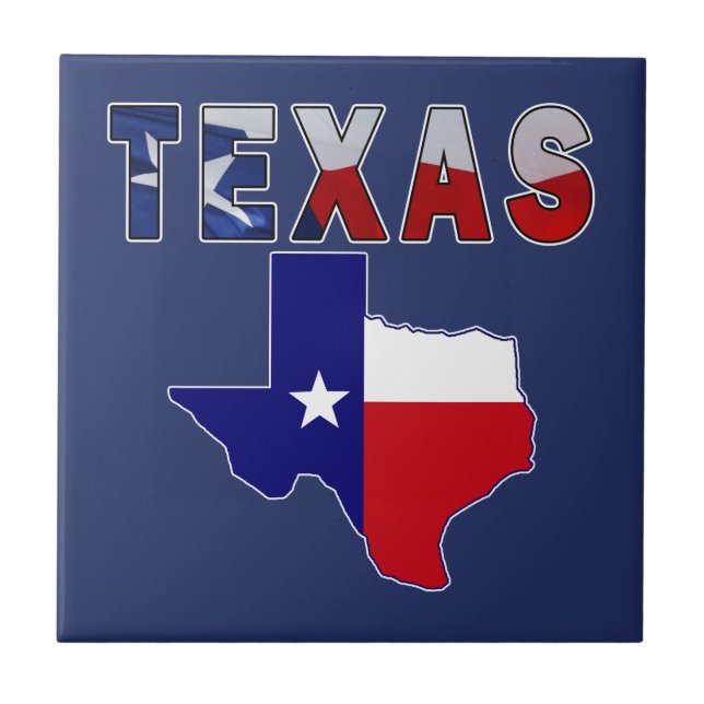 Flag Map With Texas Ceramic Tile (Front)