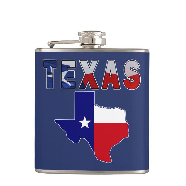 Flag Map With Texas Hip Flask (Front)