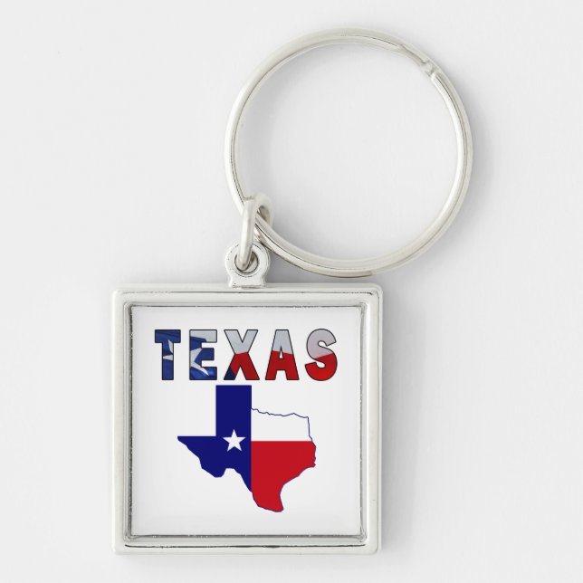 Flag Map With Texas Key Ring (Front)
