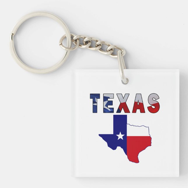 Flag Map With Texas Key Ring (Front)