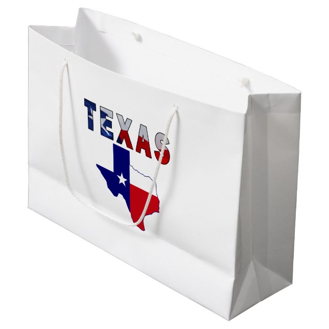 Flag Map With Texas Large Gift Bag (Front Angled)