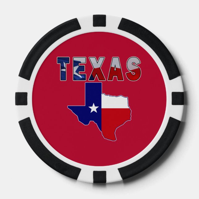 Flag Map With Texas Poker Chips (Front)