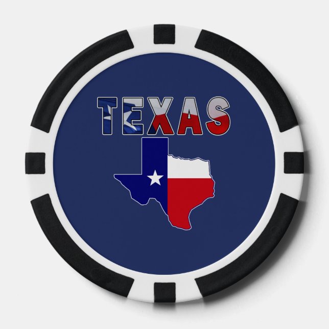 Flag Map With Texas Poker Chips (Front)
