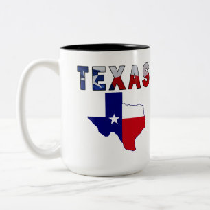 Flag Map With Texas Two-Tone Coffee Mug