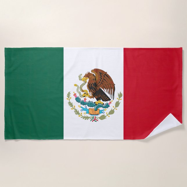 Flag Mexico Tricolor Beach Towel (Front)