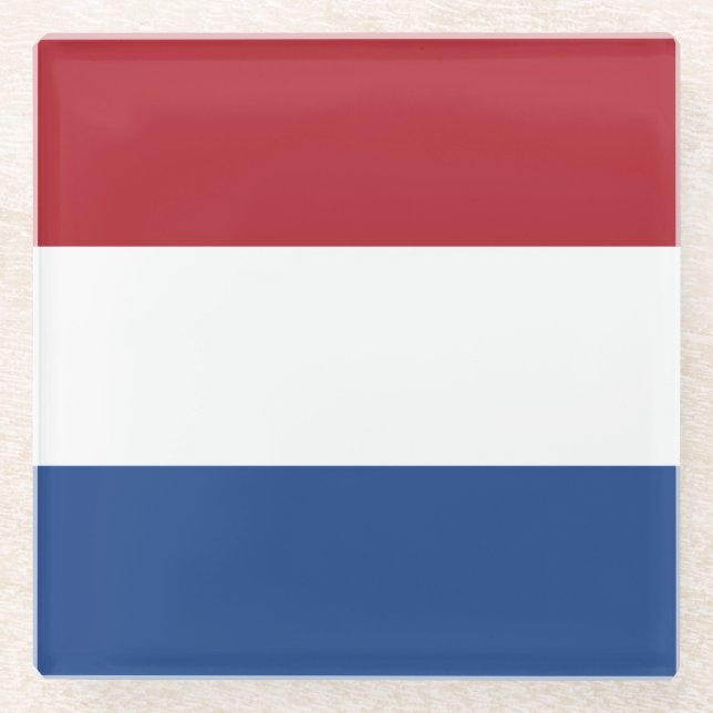 Flag Netherlands Tricolor Glass Coaster (Front)