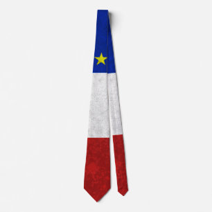 Flag of Acadia Distressed Grunge Tie