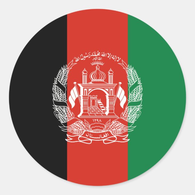 Flag of Afghanistan Classic Round Sticker (Front)
