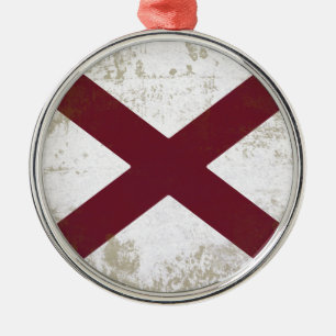 FLAG OF ALABAMA METAL TREE DECORATION