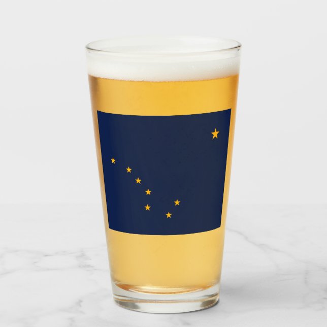Flag of Alaska Glass (Front Filled)