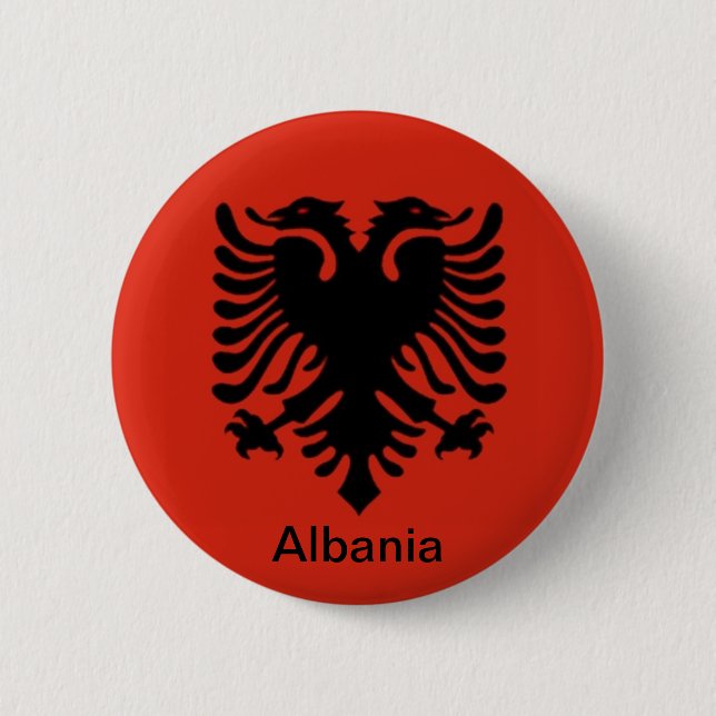Flag of Albania 6 Cm Round Badge (Front)