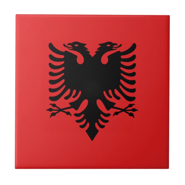 Flag of Albania - Flamuri i Shqipërisë Ceramic Tile (Front)
